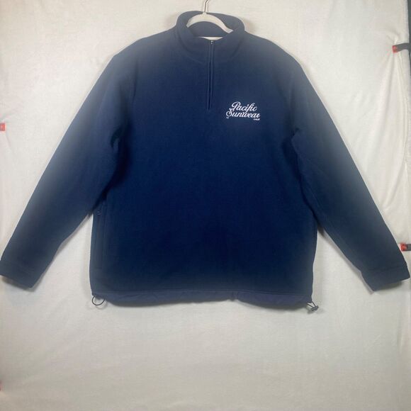 PacSun Blue Fleece Pullover Men’s Size Large 1/4 Zip Polyester 2 Zip Pockets - Picture 1 of 11